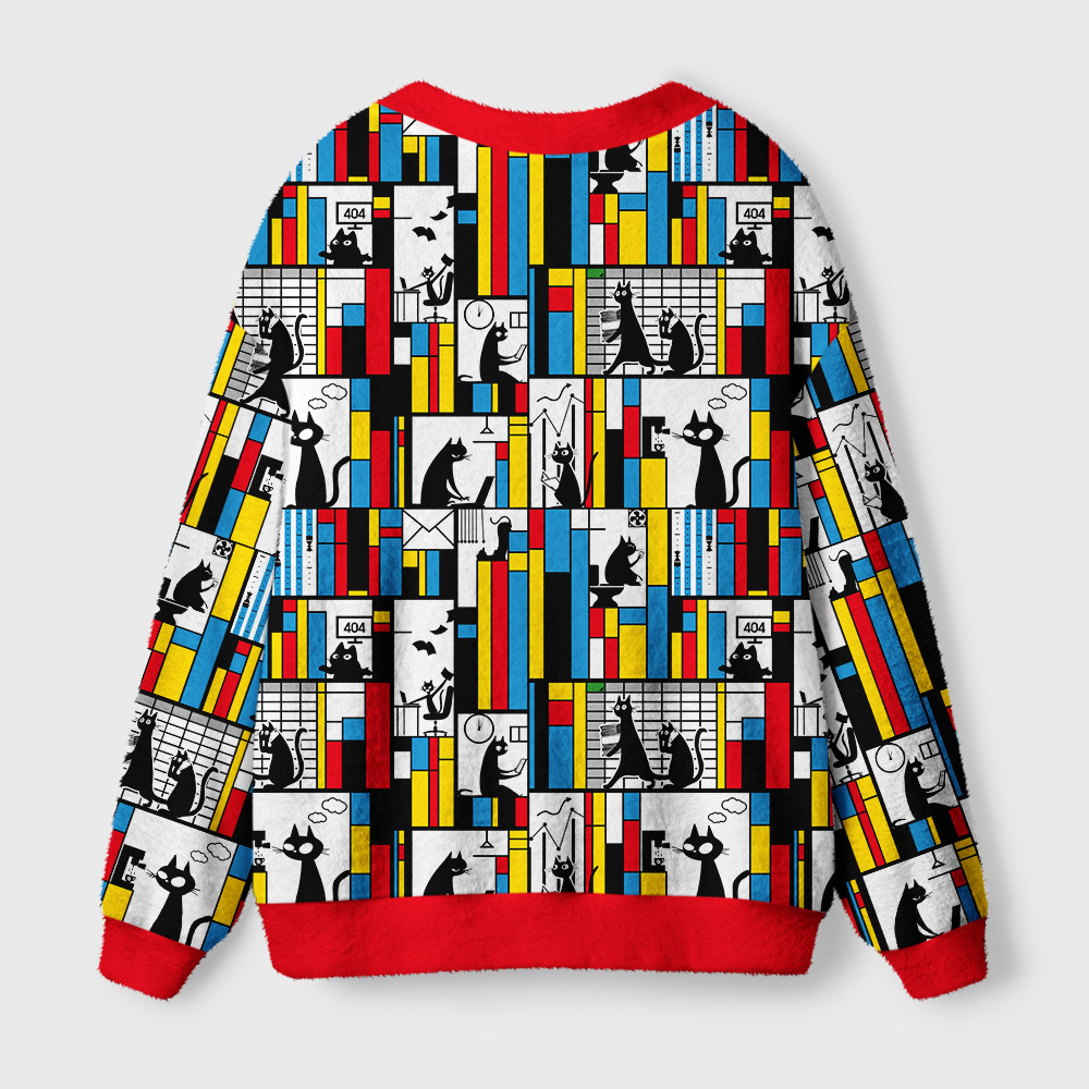 Office Cat Geek Ugly Cardigan Sweaters