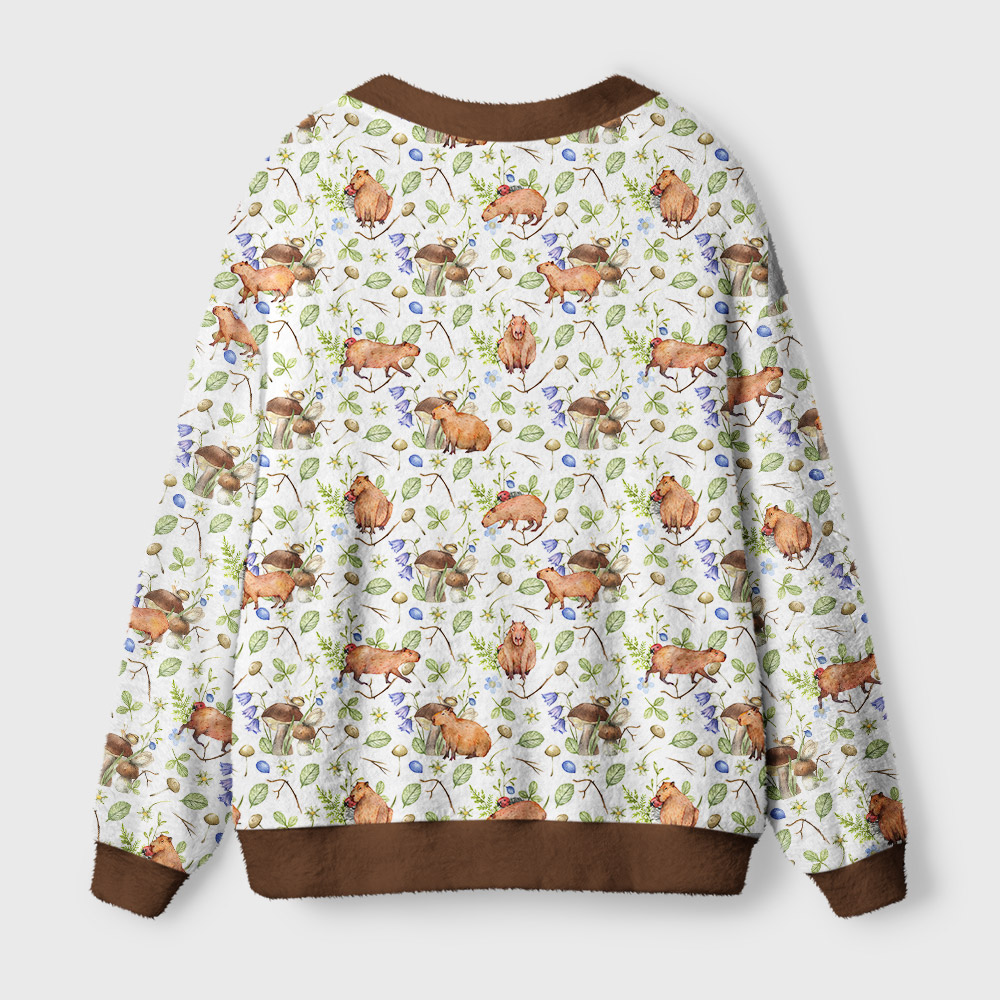 Watercolor Capybara Geek Ugly Cardigan Sweaters