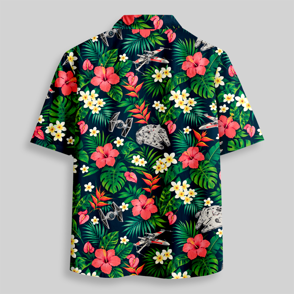 Cosmic Hibiscus Button Up Pocket Shirt