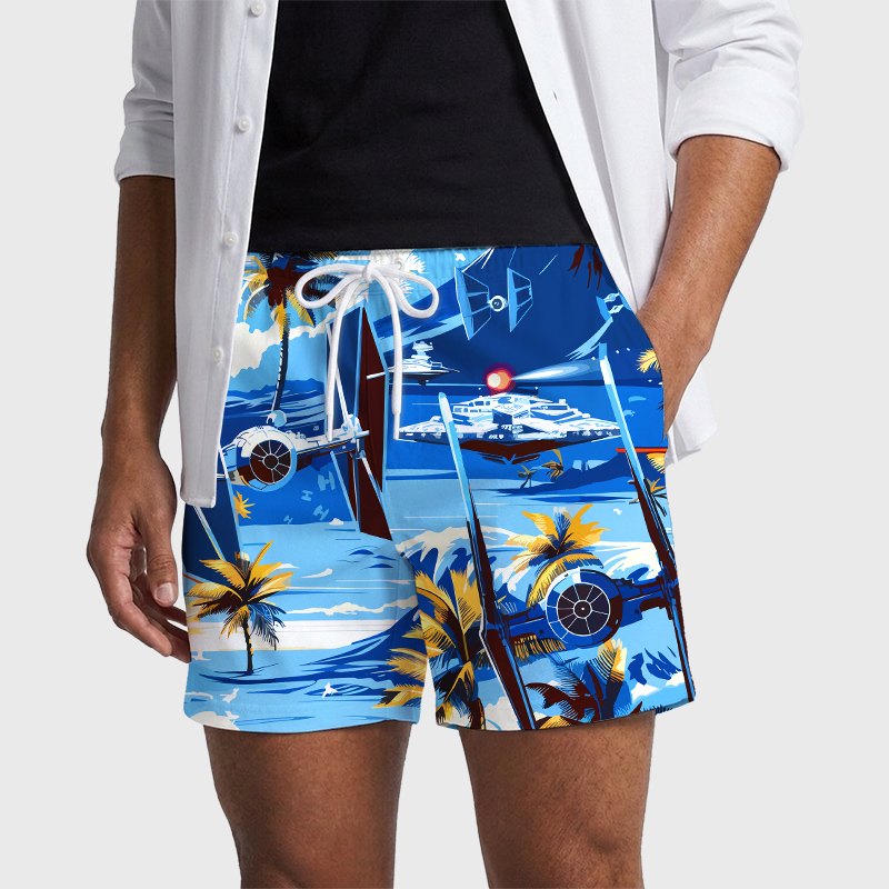 Hawaii Beach TIE Fighter Geek Hawaiian Swim Trunks