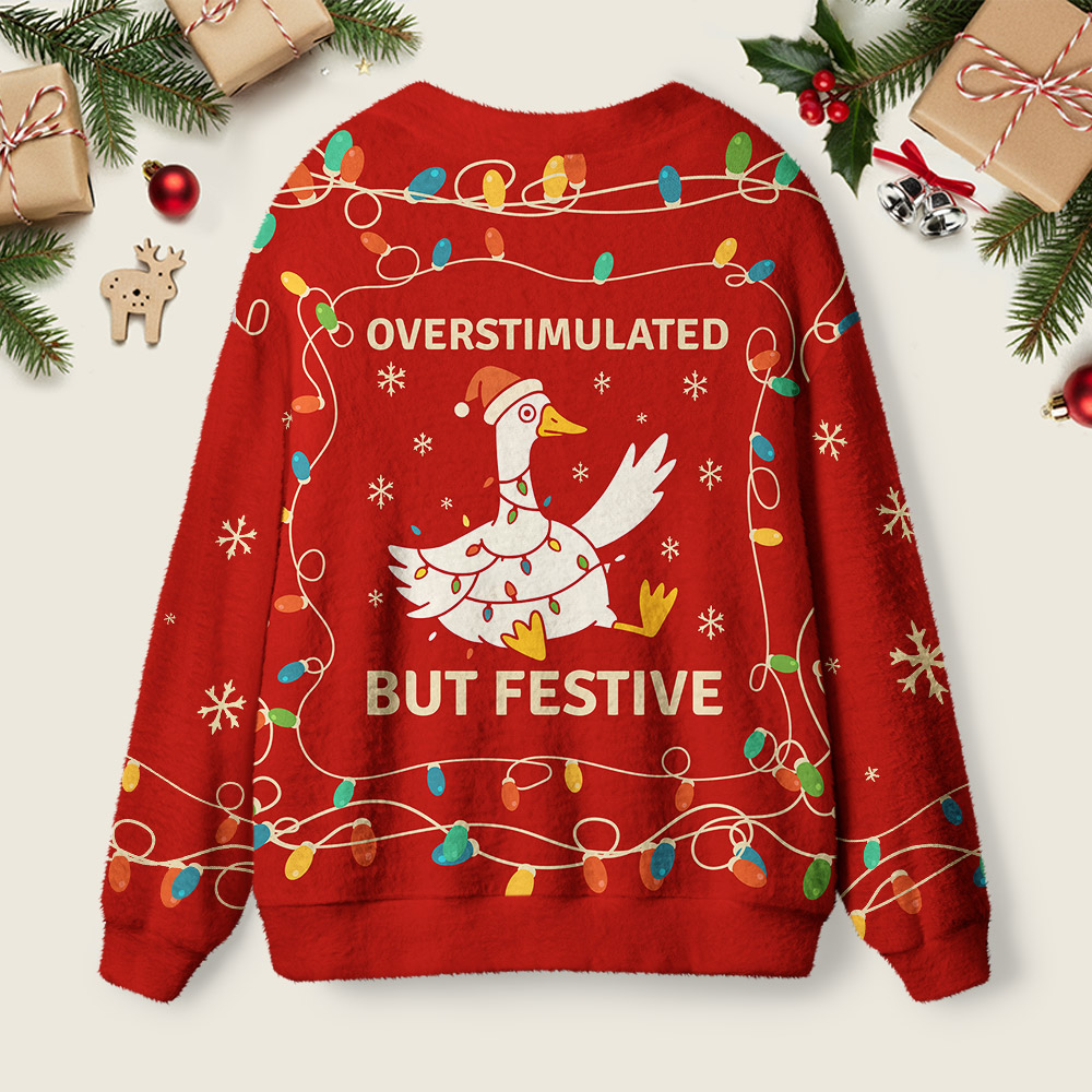 Overstimulated But Festive Geek Ugly Cardigan Sweaters