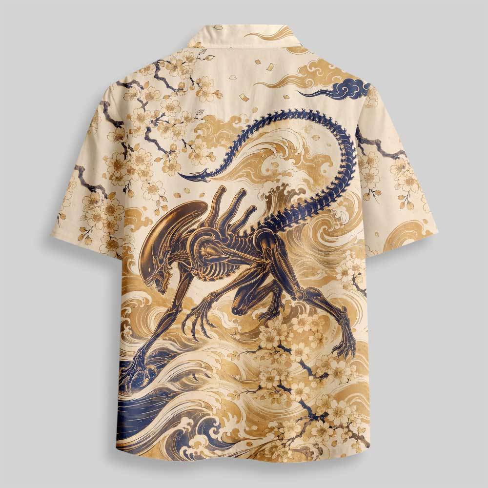 Xenomorph Yokai Button Up Pocket Shirt