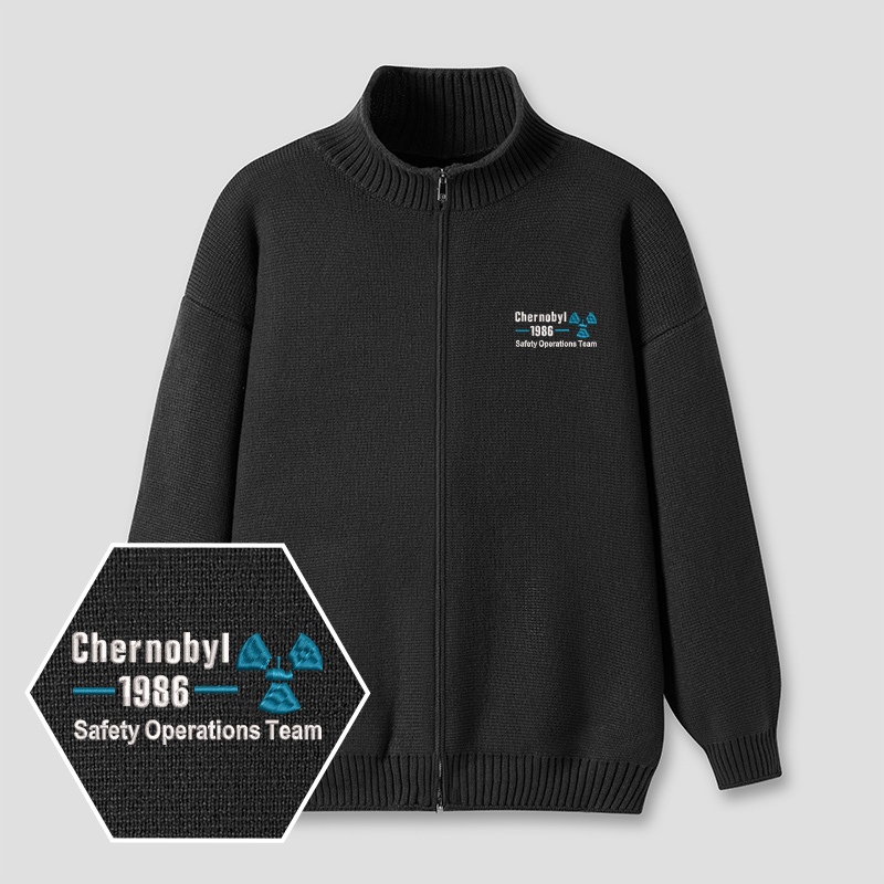 Chernobyl 1986 Embroidered Full‑Zip Cardigan