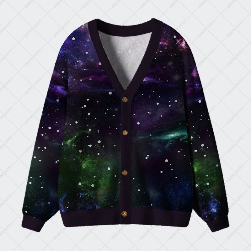 Beautiful Nebula Outer Space Geek Ugly Cardigan Sweaters 