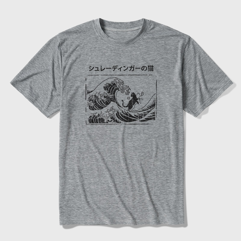 The Great Wave of Schrodinger's Cat Ultra Soft Heather Tee