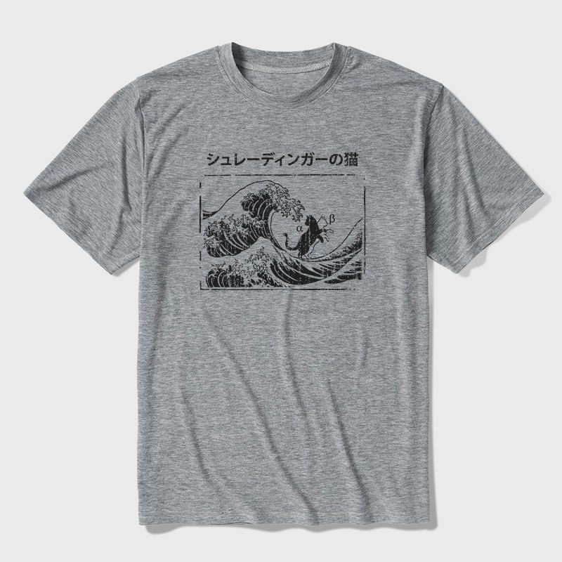 The Great Wave of Schrodinger's Cat Ultra Soft Heather Tee