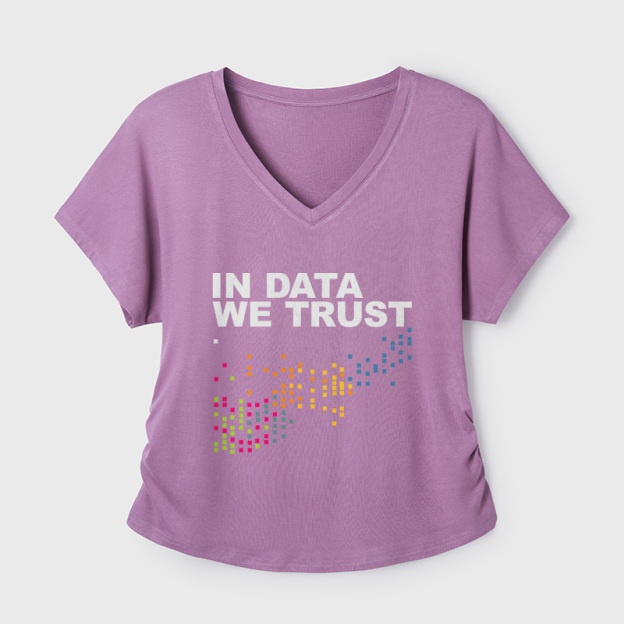 In Big Data We Trust Geek Dolman Sleeve V-Neck Shirt