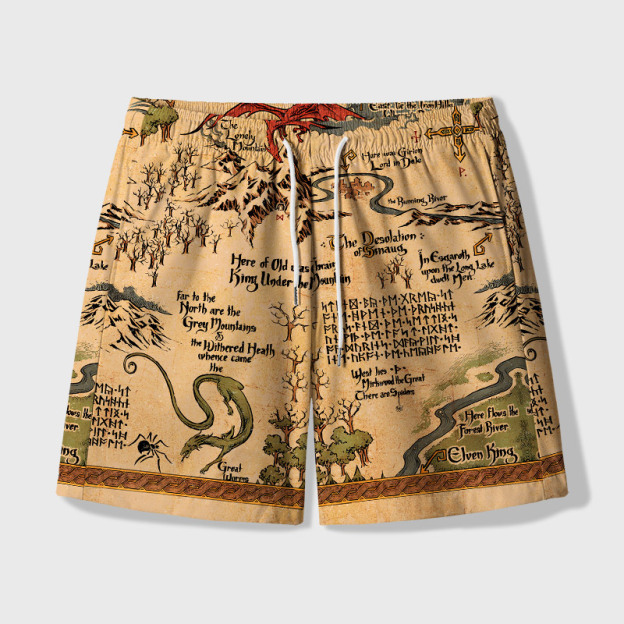 Medieval Science Fiction Map Geek Hawaiian Swim Trunks