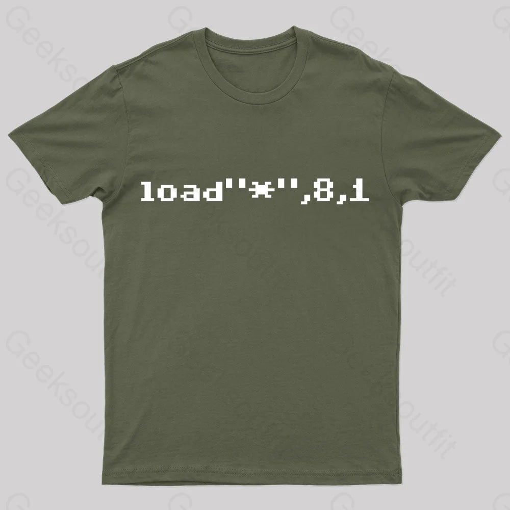 C64 Load Command Nerd T-Shirt Army Green / S