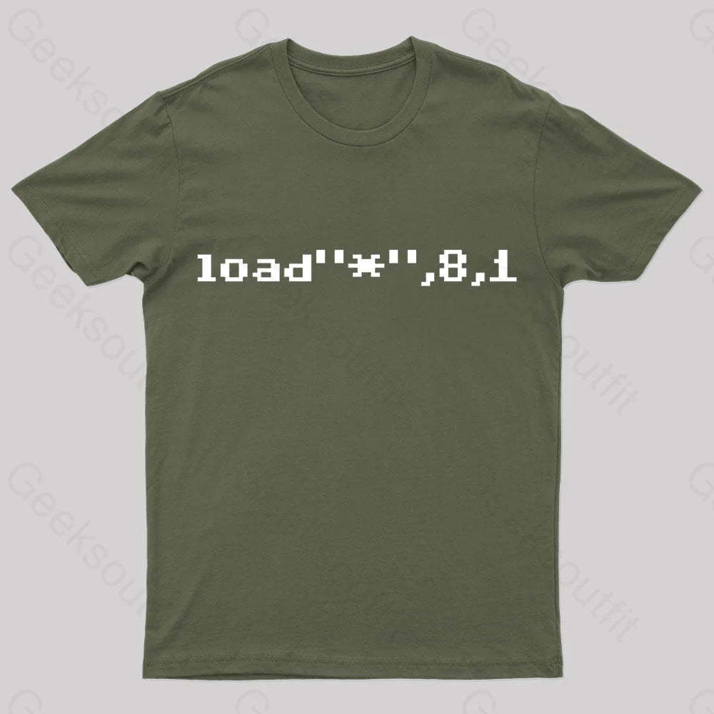 C64 Load Command Nerd T-Shirt Army Green / S