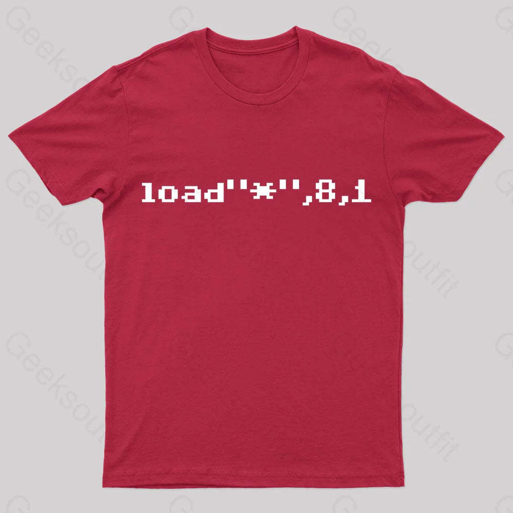 C64 Load Command Nerd T-Shirt Red / S