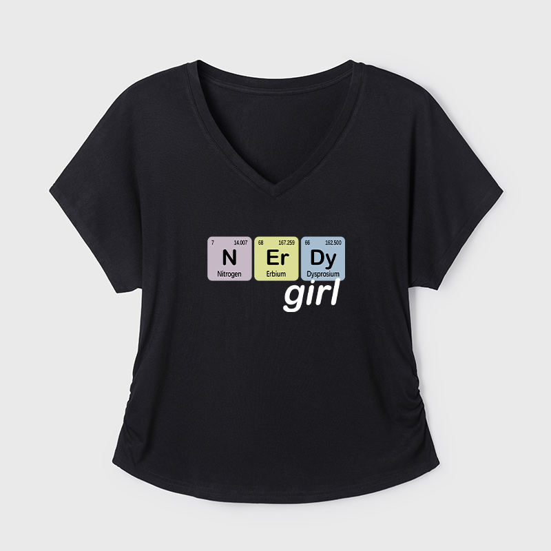Nerdy Girl Geek Dolman Sleeve V-Neck Shirt