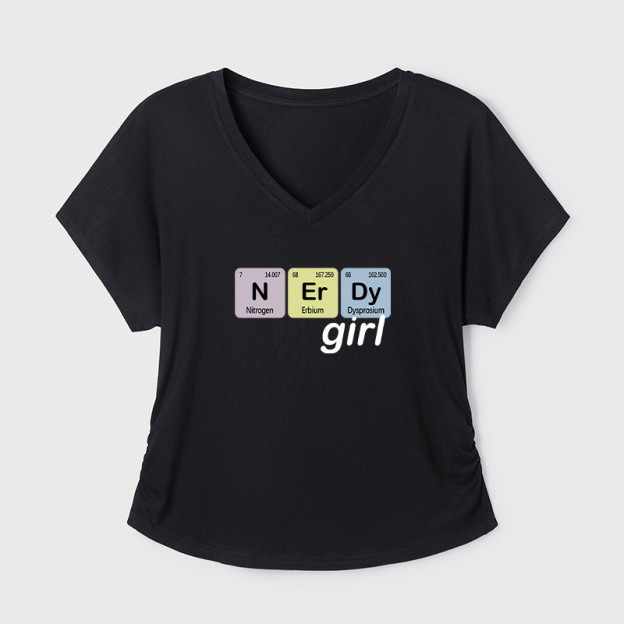 Nerdy Girl Geek Dolman Sleeve V-Neck Shirt