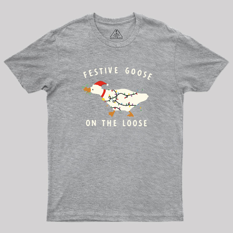 Festive Goose on the Loose Christmas Geek T-Shirt