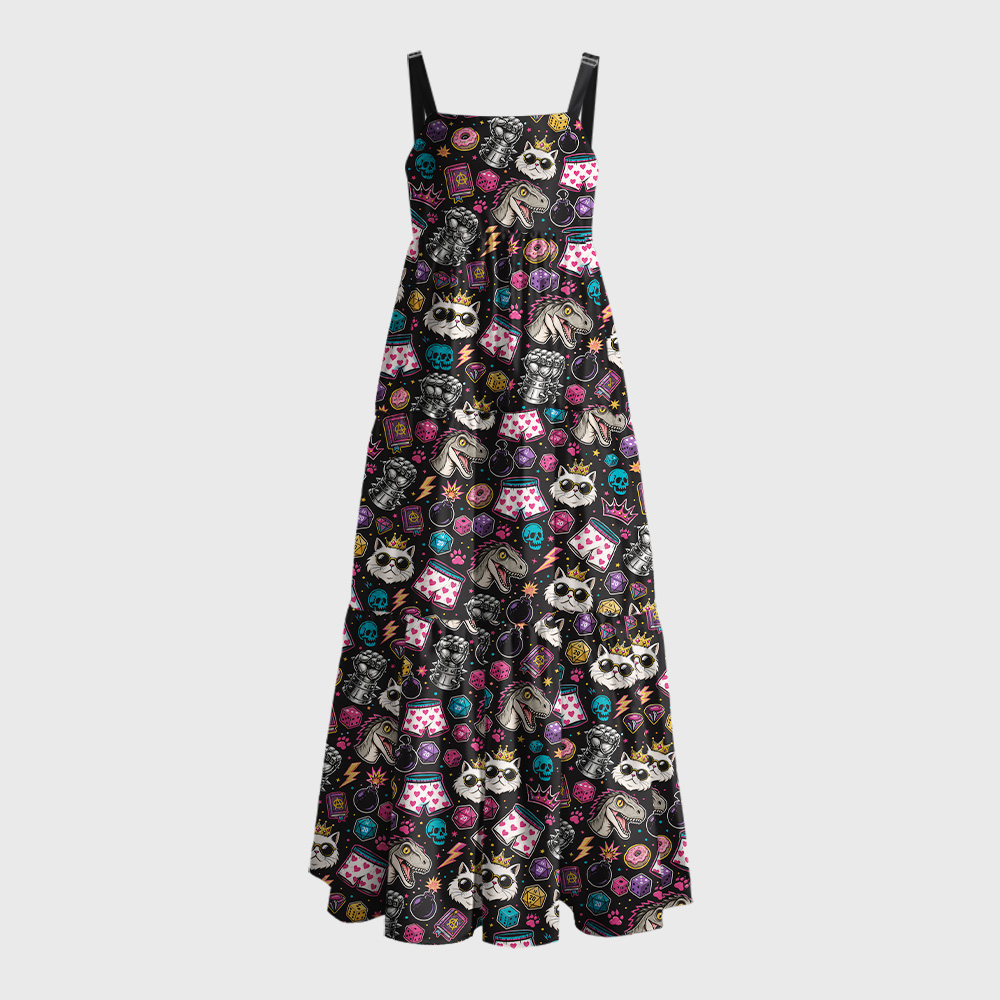 Loot, Paws & Poor Decisions Geek Tiered Cami Maxi Dress