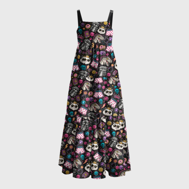 Loot, Paws & Poor Decisions Geek Tiered Cami Maxi Dress