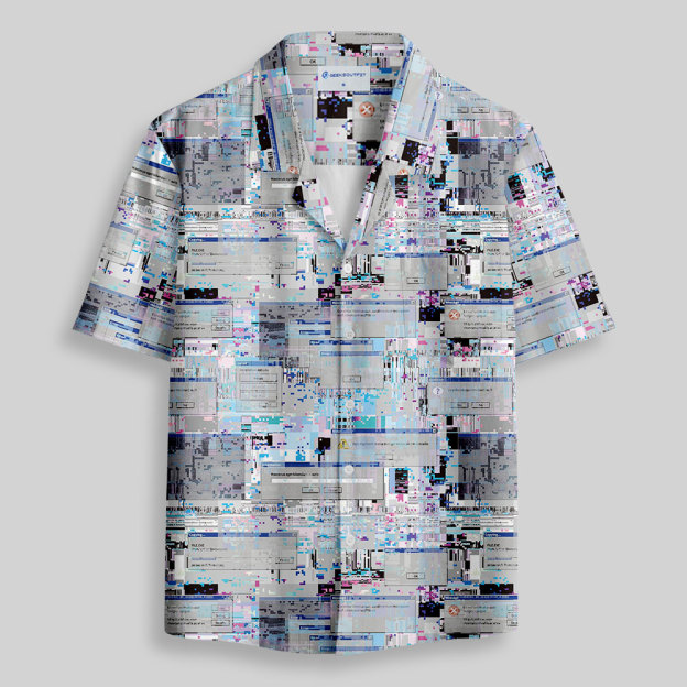 Glitch Error Screen Button Up Pocket Shirt