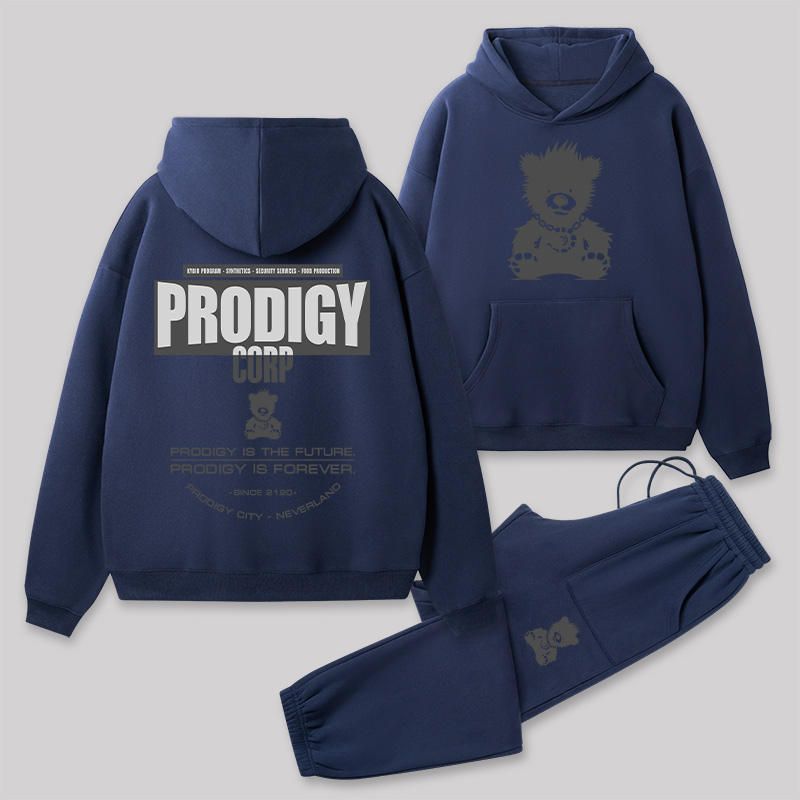 Prodigy Corp Front and Back Printed Geek Fleece Hoodie Set