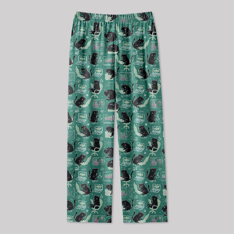 Cat Pattern With Data Print Geek Loungewear Pants