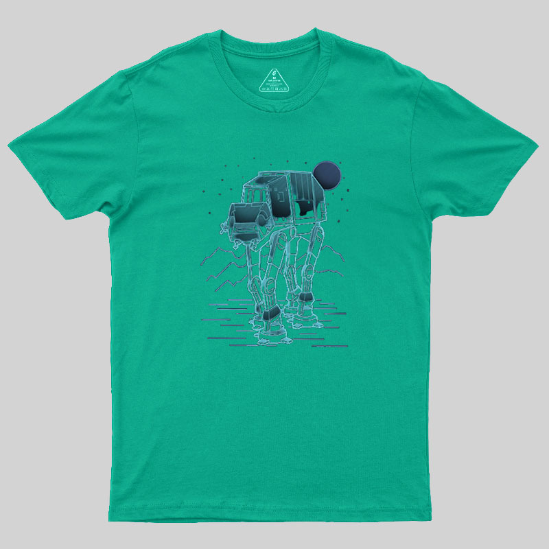 Neon Line-Art Armored Walker Geek T-Shirt