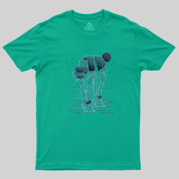 Neon Line-Art Armored Walker Geek T-Shirt