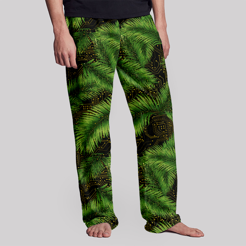 Palm Leaf Circuit Board Geek Loungewear Pants