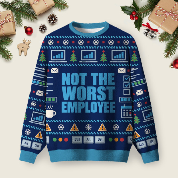 Average Worker Ugly Christmas Fuzzy Fleece Sweatshirt