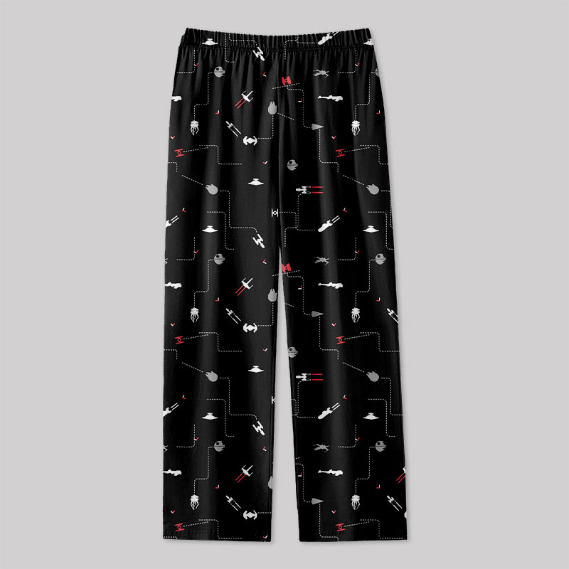 Spaceship Icon Black Geek Loungewear Pants
