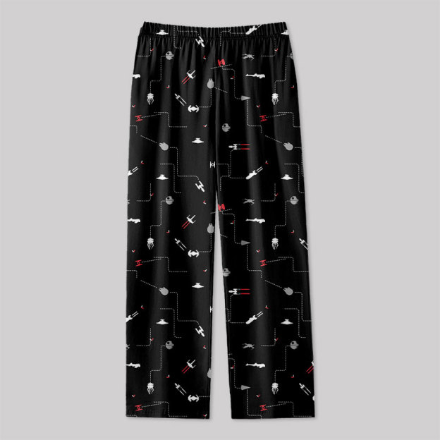 Spaceship Icon Black Geek Loungewear Pants