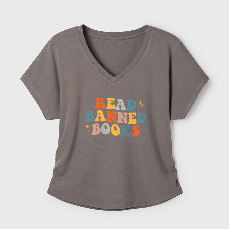 Read Banned Books Geek Dolman Sleeve V-Neck Shirt