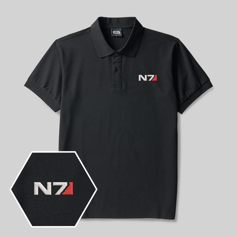 Mass Effect N7 Geek Embroidered Polo Shirts