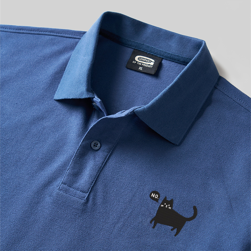 No Cat Geek Embroidered Polo Shirts
