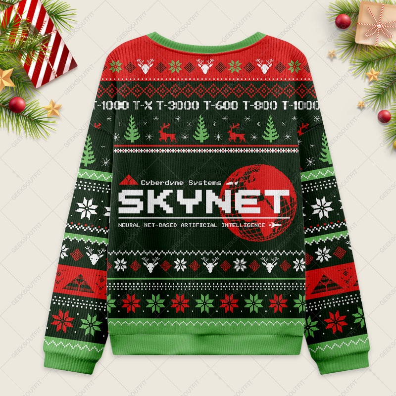 Skynet Ugly Christmas Fuzzy Fleece Sweatshirt