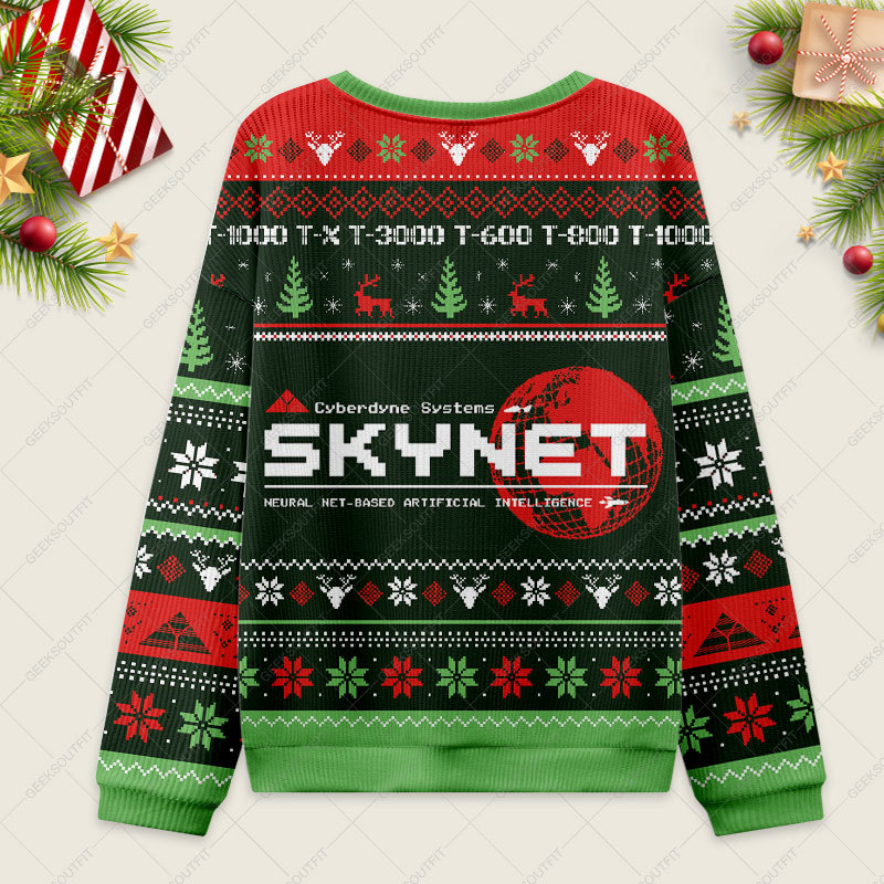 Skynet Ugly Christmas Fuzzy Fleece Sweatshirt