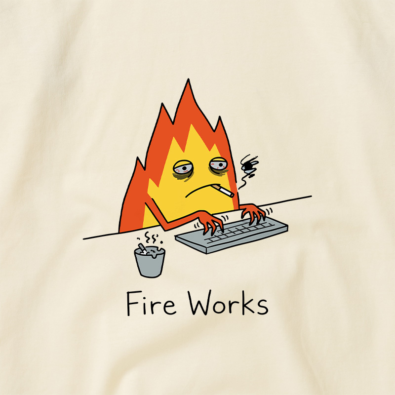 Fire Works Overworked Flame Geek Retro Raglan T-Shirt