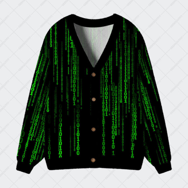 The Matrix Black Green Geek Ugly Cardigan Sweaters 