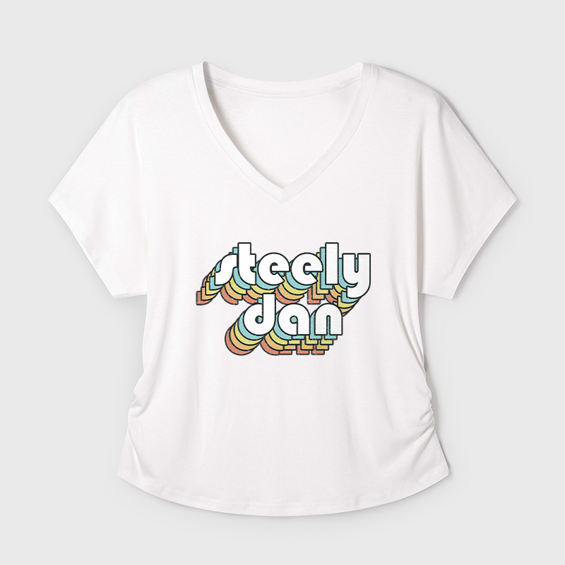 Steely Dan Retro Faded-Style Geek Dolman Sleeve V-Neck Shirt