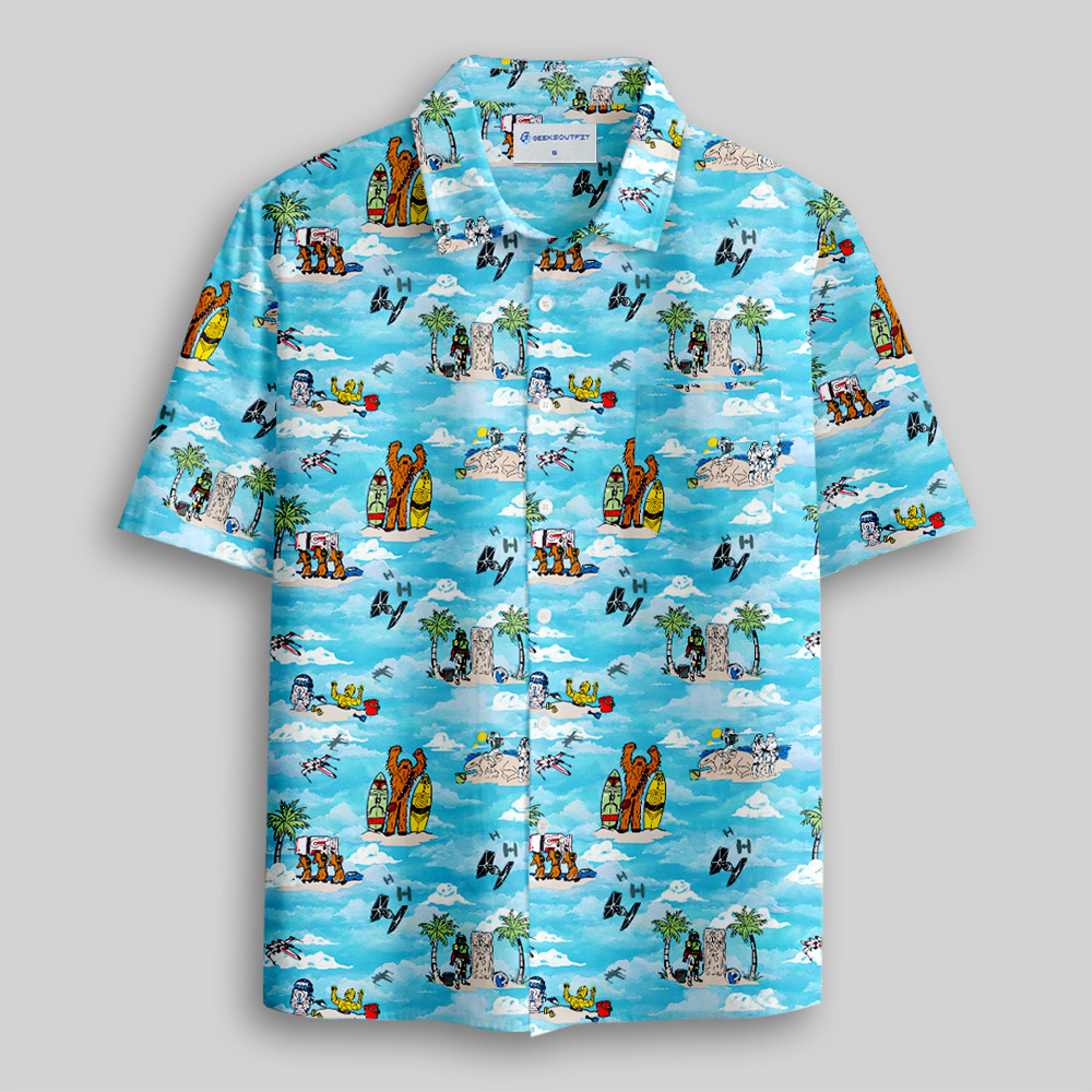 SciFi Sky Funny Button Up Pocket Shirt