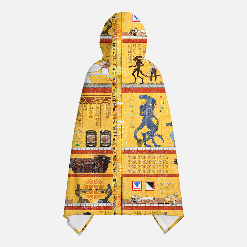 Alien Ancient Egyptian Murals Flannel Cloak