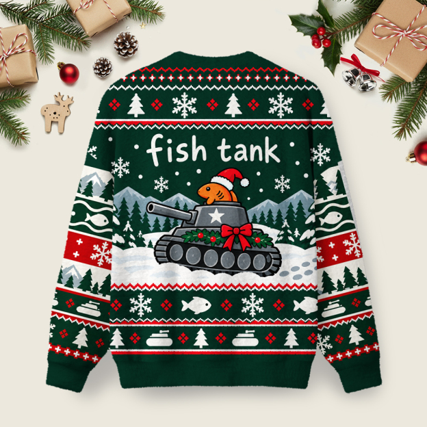 Fish Tank Ugly Christmas Fuzzy Fleece Sweatshirt
