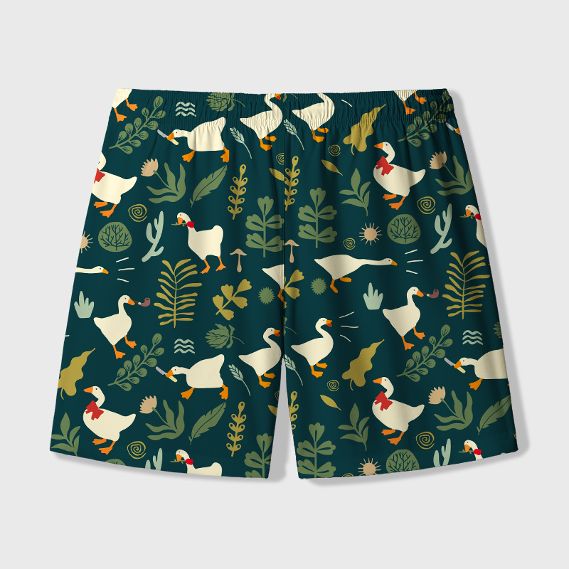 Goose Geek Hawaiian Swim Trunks