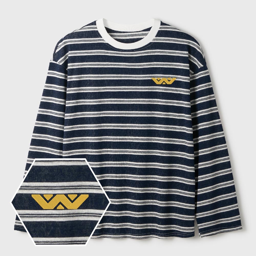 Weyland Corp Lycra Striped Embroidered Long-Sleeve Shirts