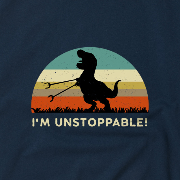 I'm Unstoppable T-Rex Geek Retro Raglan T-Shirt