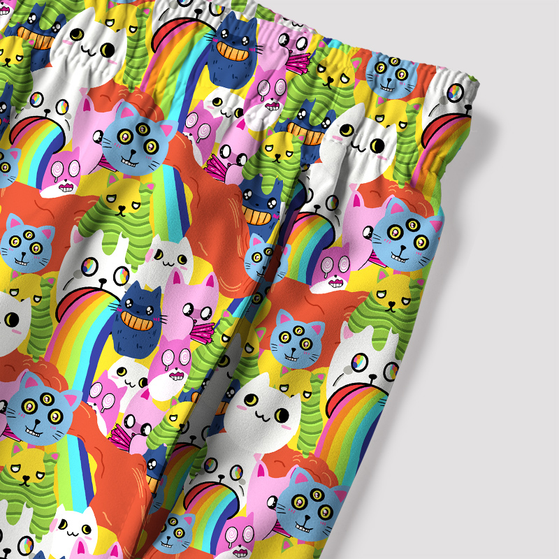 Exploding Cat Geek Hawaiian Swim Trunks