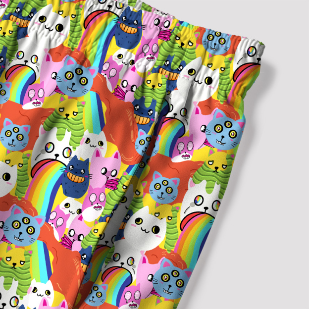 Exploding Cat Geek Hawaiian Swim Trunks