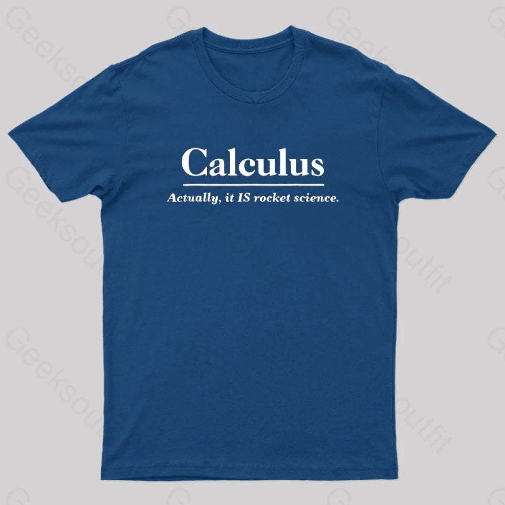 Calculus Actually Is Rocket Science Geek T-Shirt Navy / S