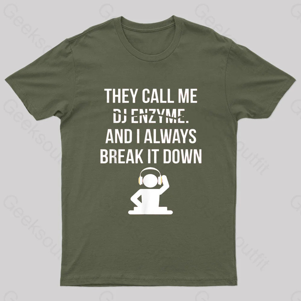 Call Me Dj Enzym Nerd T-Shirt Army Green / S