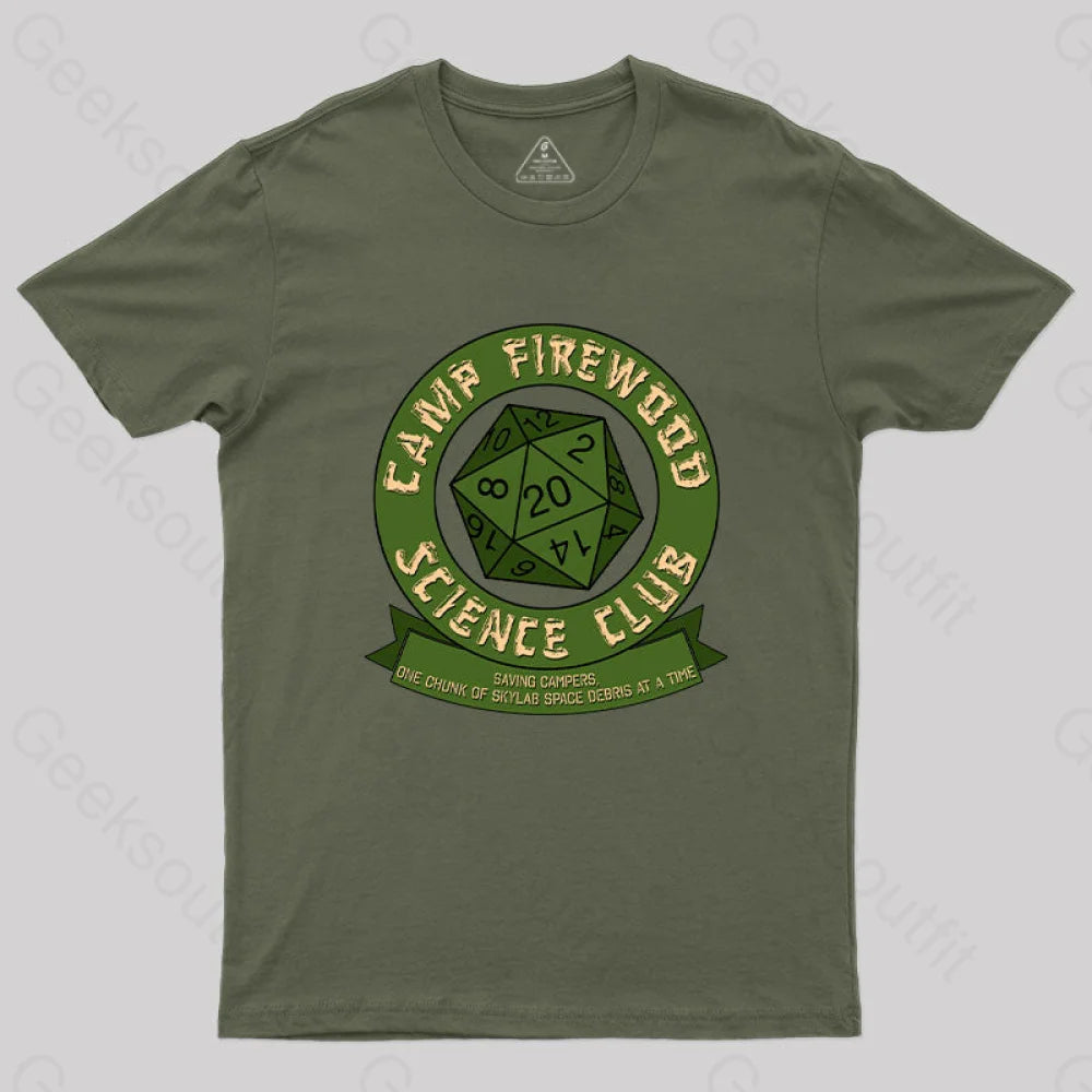 Camp Firewood Science Club T-Shirt Army Green / S