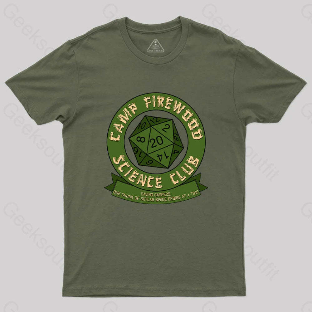 Camp Firewood Science Club T-Shirt Army Green / S