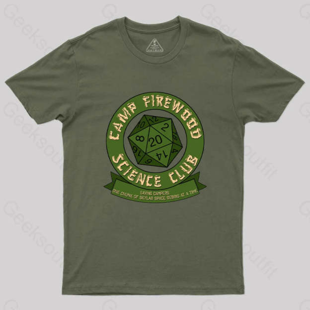 Camp Firewood Science Club T-Shirt Army Green / S